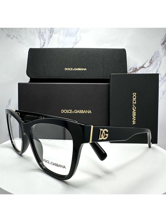 New Dolce&Gabbana Eyeglasses Black Square Gold Metal 55-18-145mm Glasses Frames main image 12